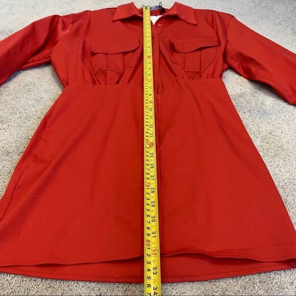 Zara red poplin shirt dress Sz M NWT - Picture 11 of 12